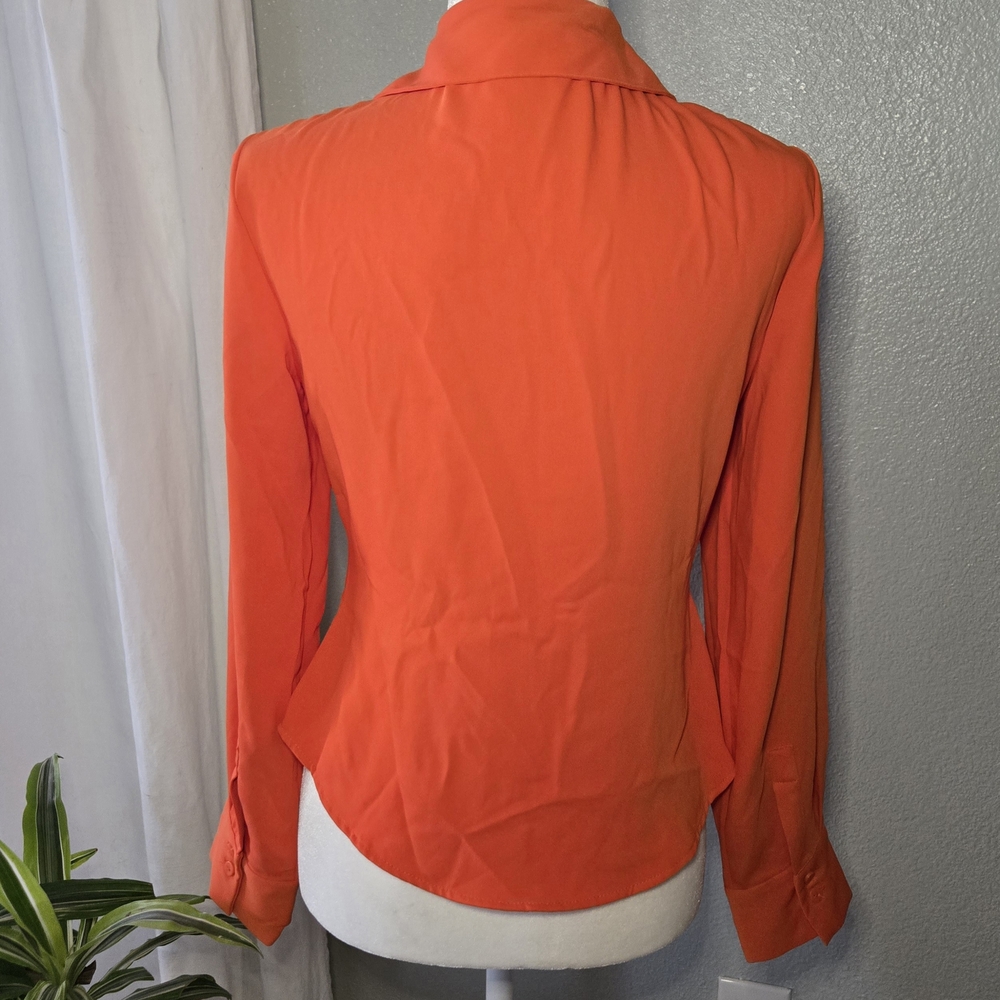 Mango Orange Fitted Button Down Shirt - image 3